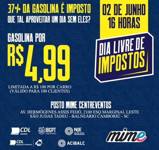 Dia Livre de Impostos terá gasolina a R$ 4,99 em posto de Balneário Camboriú