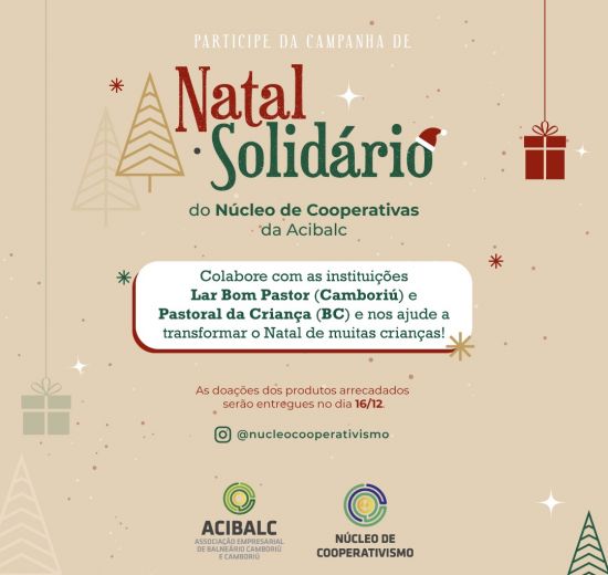 Núcleo de Cooperativismo da Acibalc promove campanha Natal Solidário